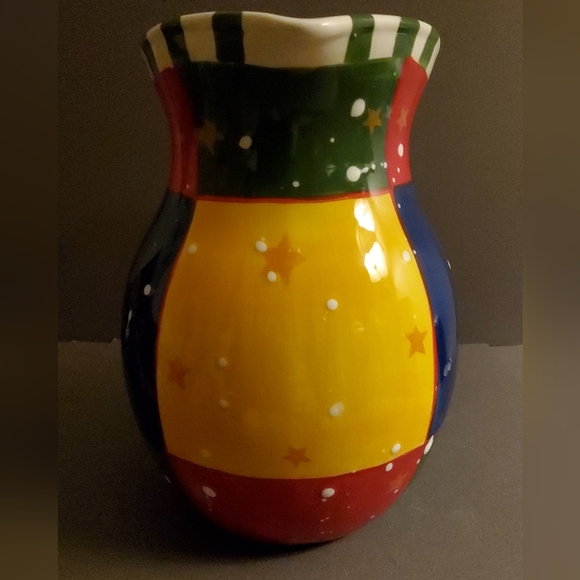Colorful Handpainted Ceramic StoneLite Pitcher - Picture 3 of 4